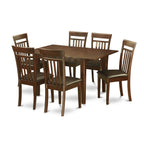 East West Furniture MLCA7-MAH-LC 7 Piece Dining Set Consist of a Rectangle Dining Table with Butterfly Leaf and 6 Faux Leather Kitchen Room Chairs, 36x54 Inch, Mahogany