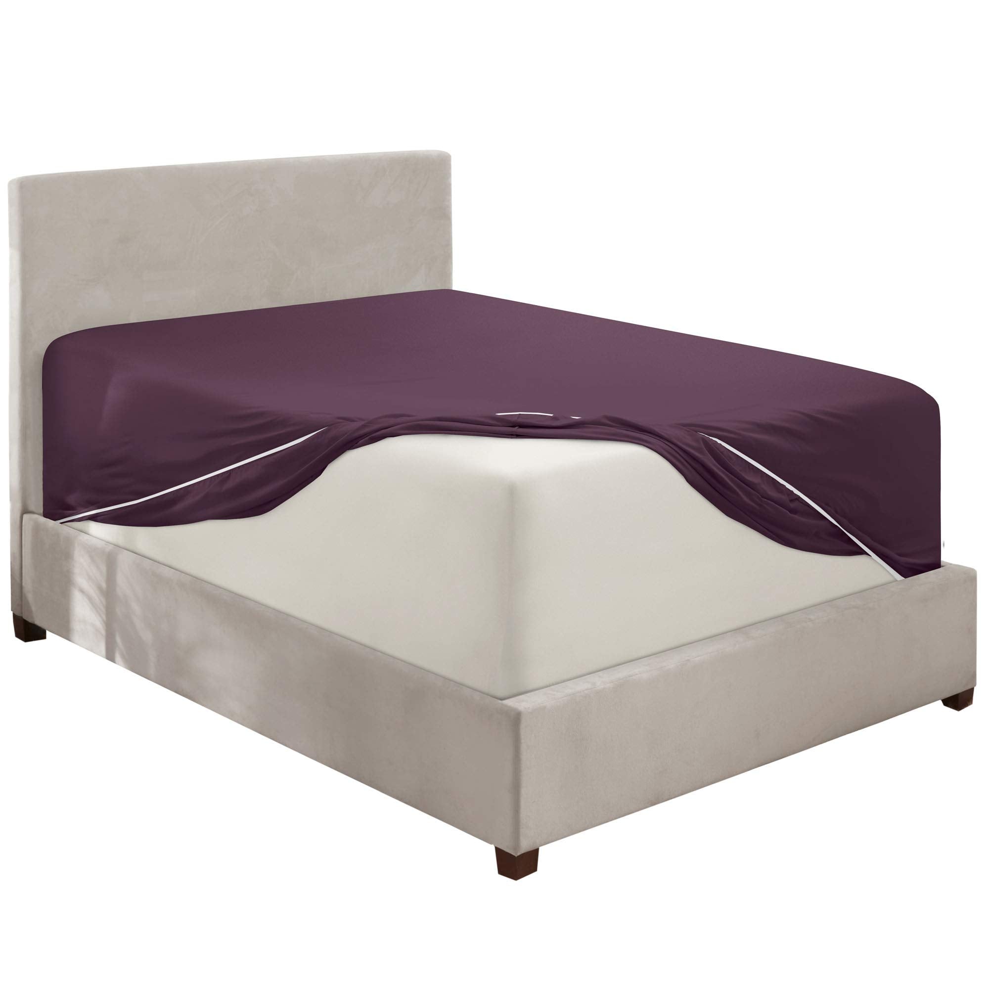 Nestl Purple Fitted Sheet Queen Size, Extra Deep Pocket Queen Fitted Sheet Only, 1800 Microfiber Fitted Bed Sheet, Ultra Soft Fitted Queen Sheet Fits Up To 24 Inch Mattress - Queen Size Fitted Sheet