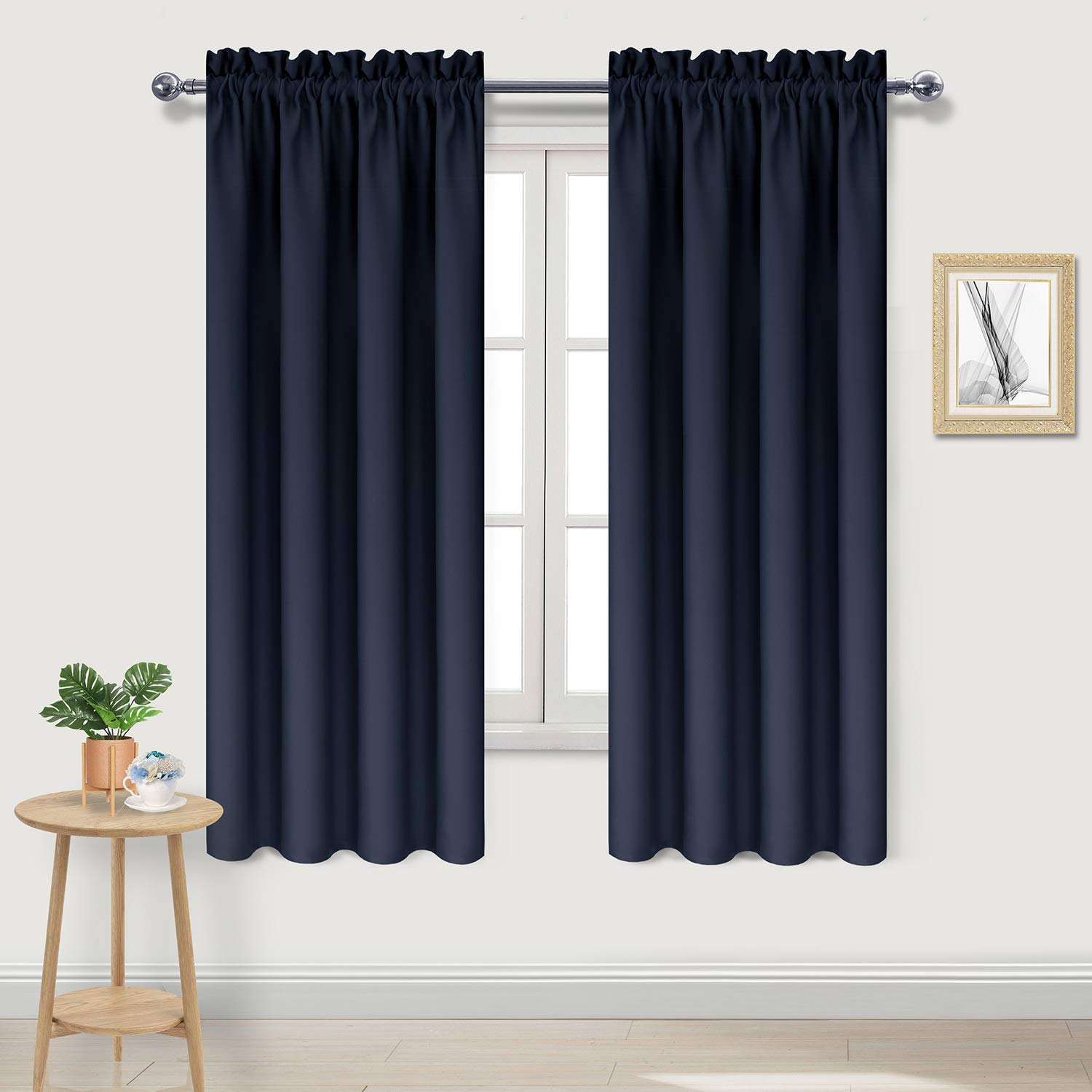 Dwcn Navy Room Darkening Blackout Curtains - Thermal Insulated Privacy Energy Saving Window Curtain Drapes 42 X 72 Inch Length,