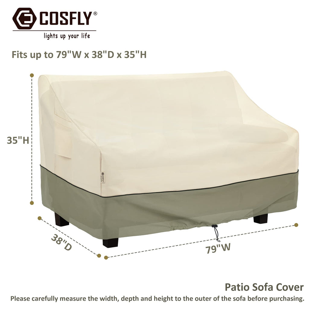 Cosfly Patio Furniture Covers Waterproof, Outdoor 3-Seater Sofa Cover Heavy Duty Fits Up To 79W X 38D X 35H Inches