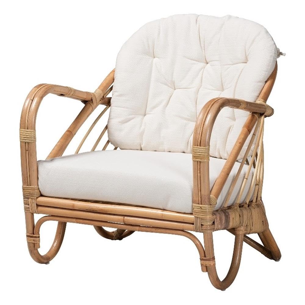 Baxton Studio Aliane Modern Bohemian Natural Brown Antique Rattan Armchair