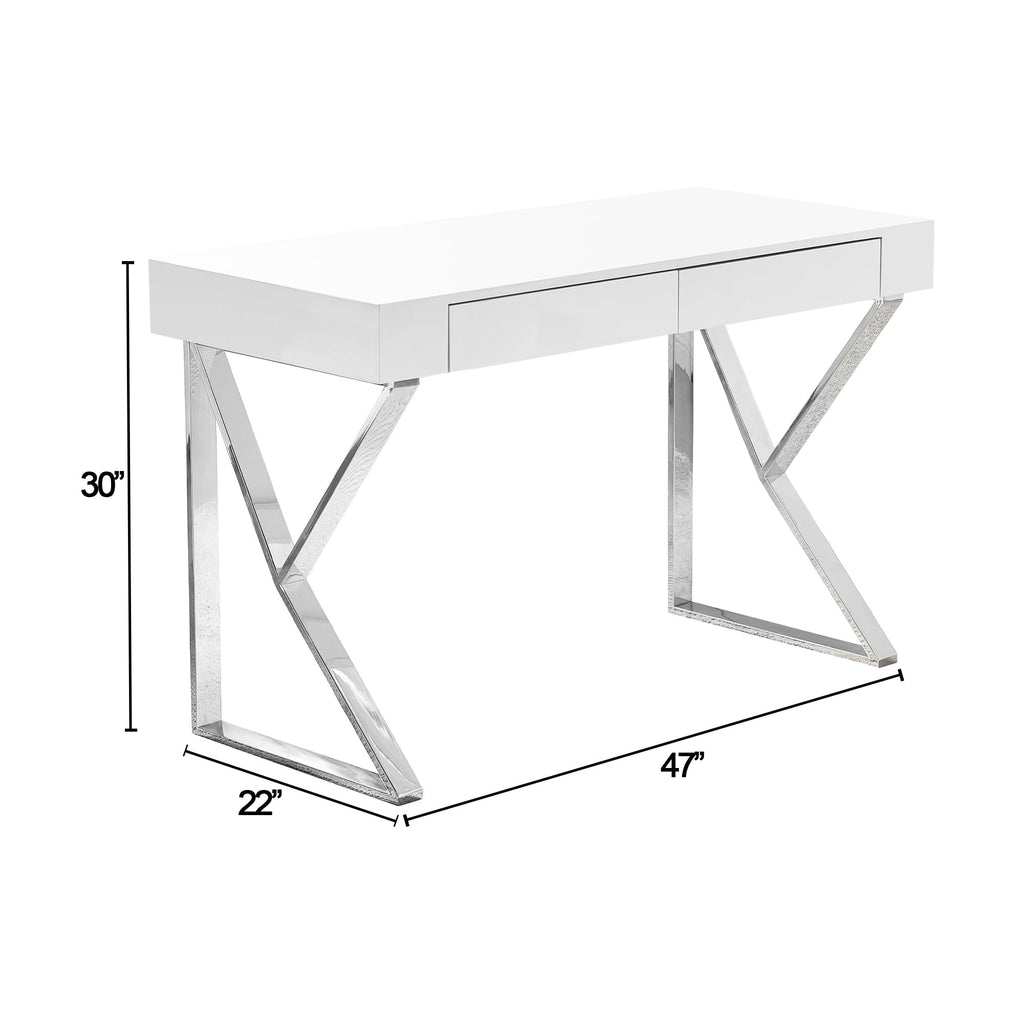 Best Master Furniture Ba233 Modern Computer Desk, Silver Finish