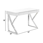 Best Master Furniture Ba233 Modern Computer Desk, Silver Finish
