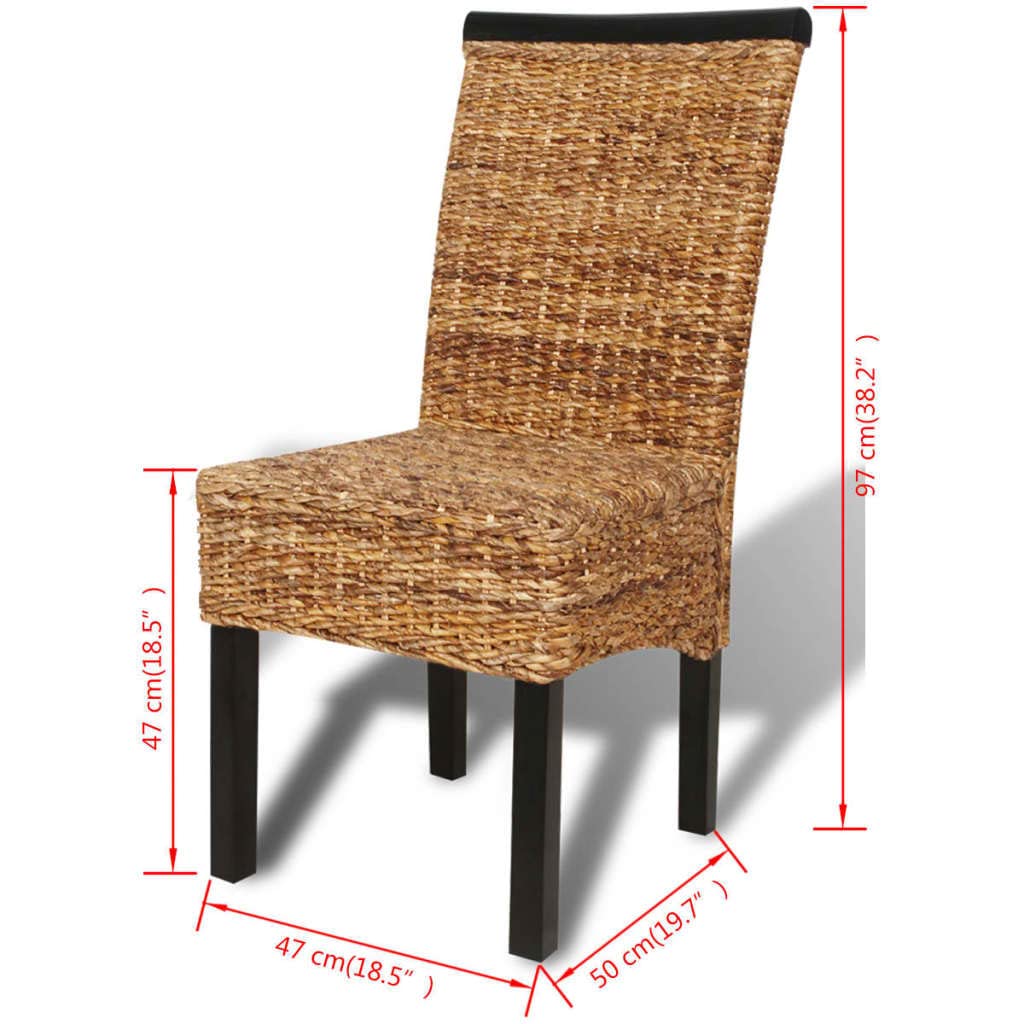 vidaXL 6X Dining Chair w/Backrest Solid Mango Wood Rattan Abaca Wicker Seats