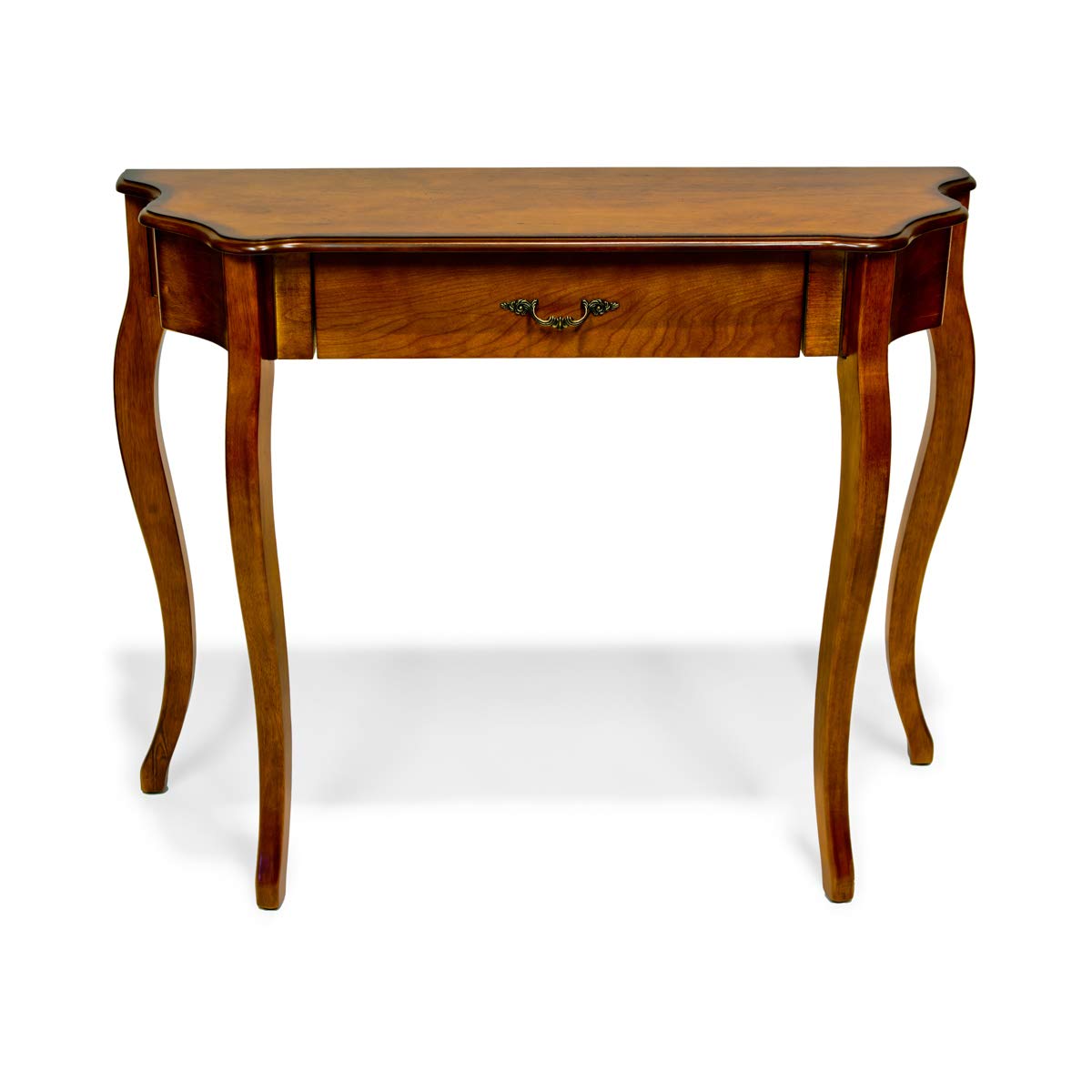 All Things Cedar Classic Accents HR116 Curved Console Table | Cherry Wood Console Table | Birch Veneer, Solid Wood Legs, Interior Drawer | Elegant Wooden Entry Table | 41x14x33