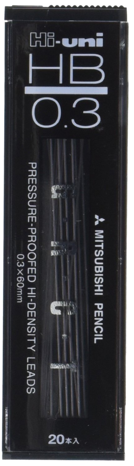 Uni Mechanical Pencil Lead Hi 0.3 Mm, Hb, 60 Mm X 20 Lead (Hu03300Hb)