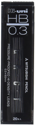 Uni Mechanical Pencil Lead Hi 0.3 Mm, Hb, 60 Mm X 20 Lead (Hu03300Hb)