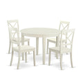 East West Furniture BOST5-WHI-W 5 Piece Modern Dining Table Set Includes a Round Kitchen Table and 4 Kitchen Dining Chairs, 42x42 Inch, Linen White