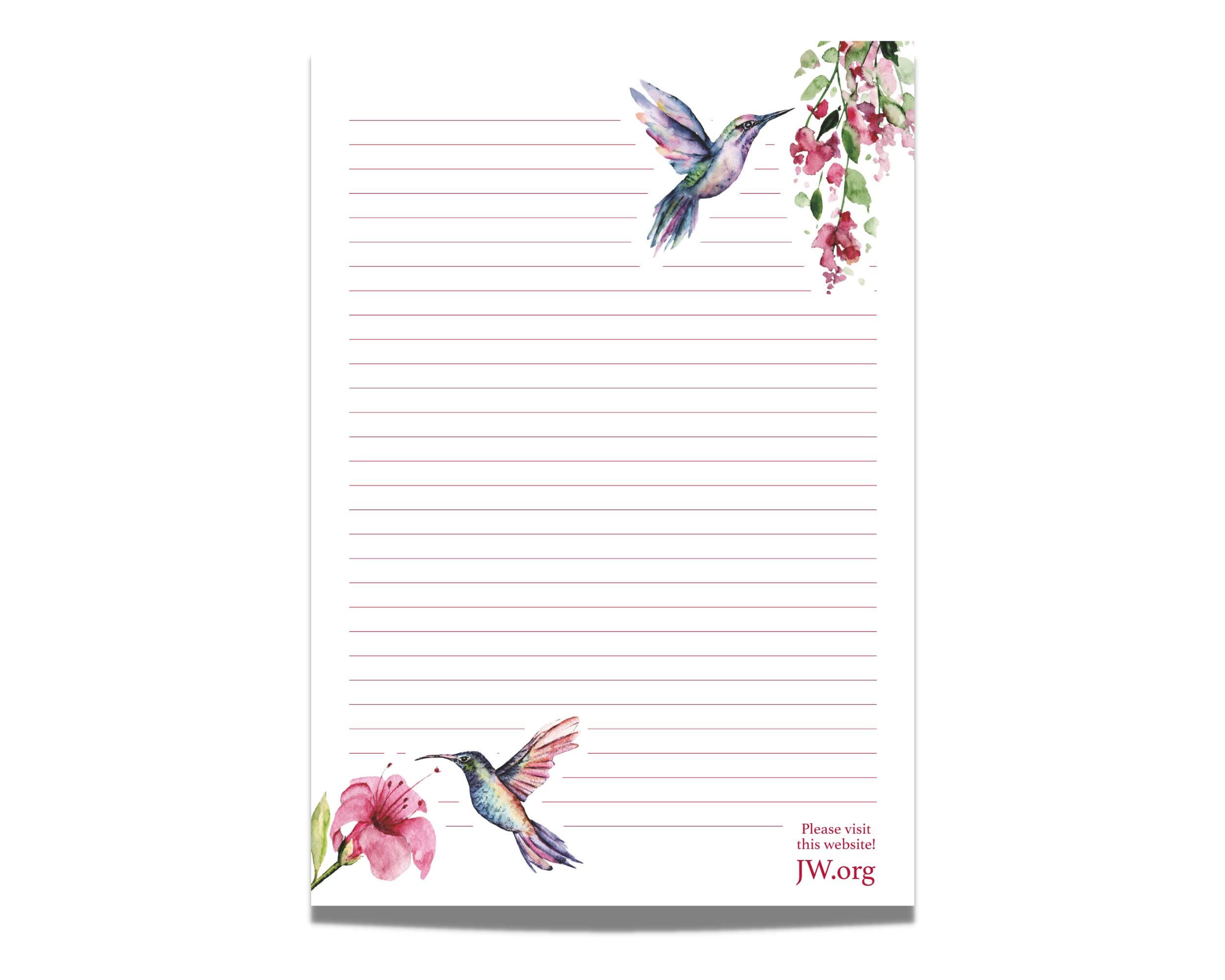 Jw Letter Writing A4 Pad Stationery Paper Lined Gift Notepad Writing Sheets (Humming Birds)