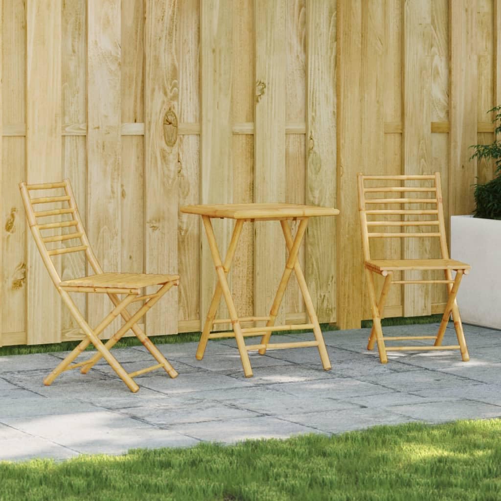 vidaXL 3 Piece Bamboo Bistro Set - Thumbnail 3