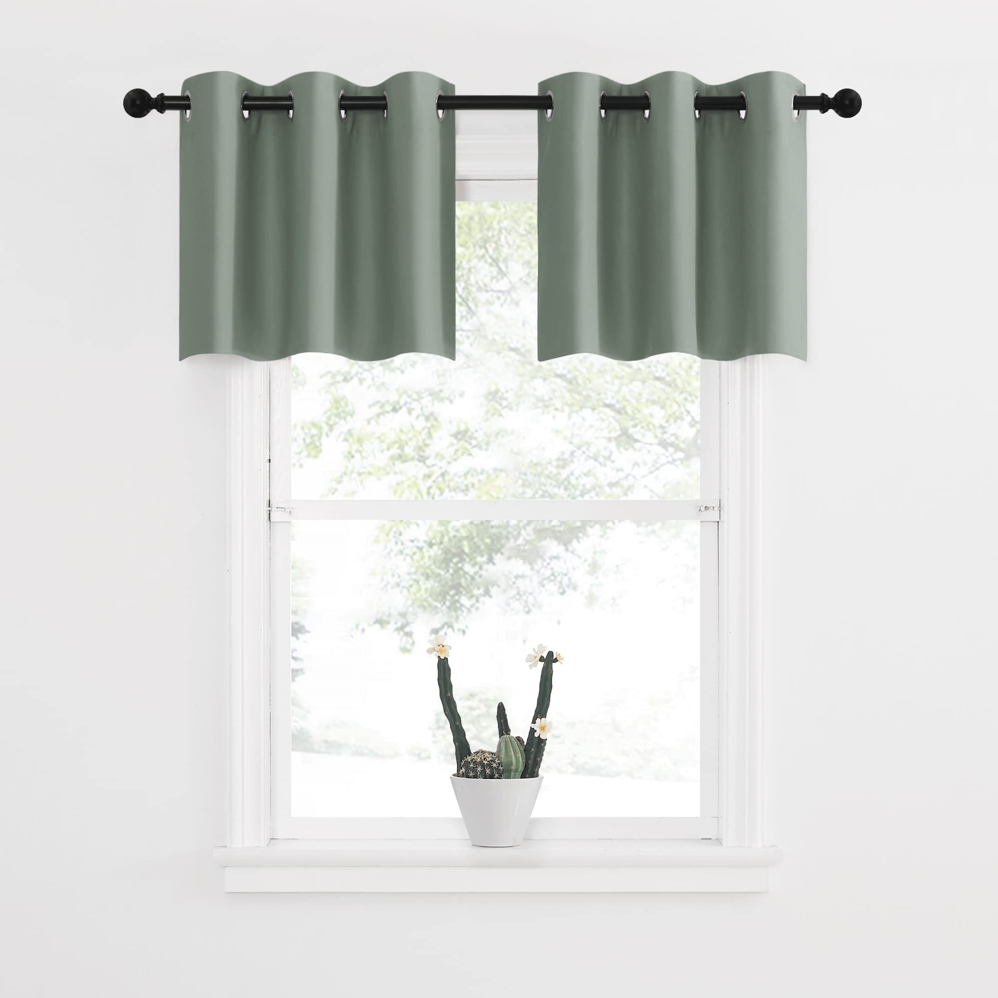 NICETOWN Short Tiers Smal Curtain Blackout Valance, Room Darkening Kitchen Valances, Living Room Triple Weave Window Curtains To