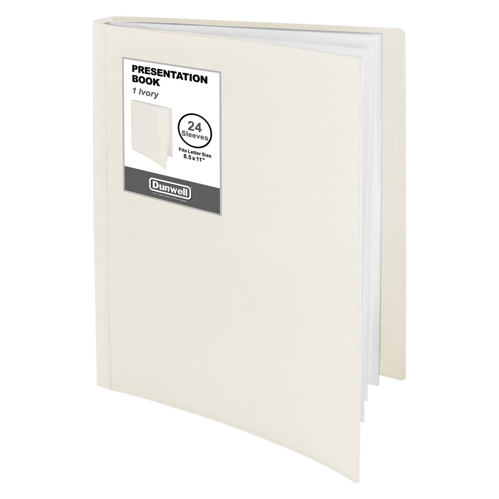 Dunwell Binder With Plastic Sleeves 24-Pocket, (Ivory) Presentation Book, 8.5 X 11 Portfolio Folder With Clear Sheet Protectors,