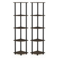 Furinno Turn-N-Tube 5-Tier Corner Multipurpose Display Shelves, Set of 2, Dark Brown Grain/Black