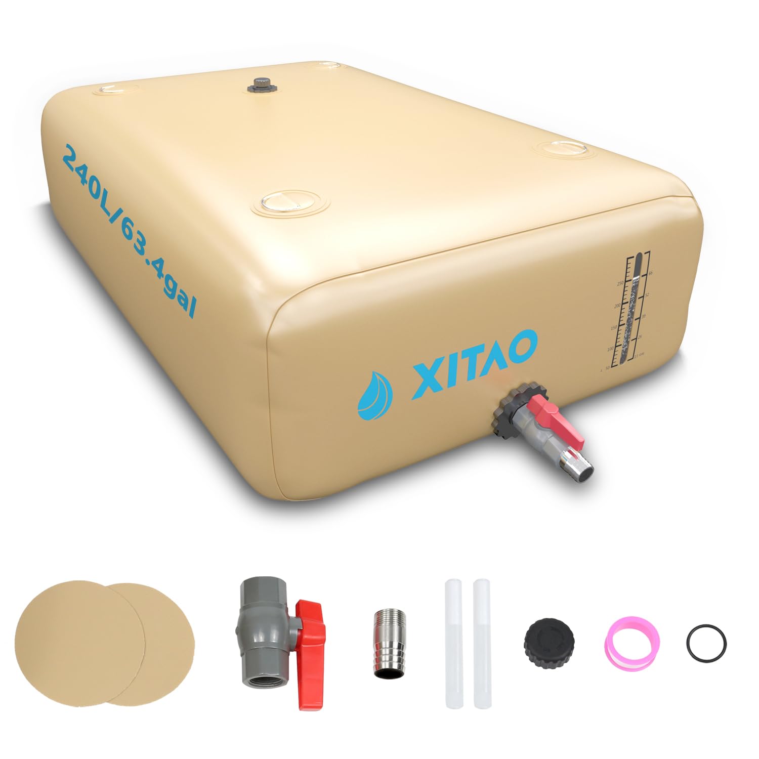 Xitao 63Gal/240L Water Storage Bladder W/Water Level Indicator, Large Capacity Foldable Water Storage Containers, Portable Emerg