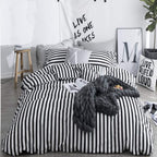 CLOTHKNOW Striped Comforter Set Full 3Pcs Black and White Bedding Comforter Sets Farmhouse Comforter Full Size Ticking Stripes F