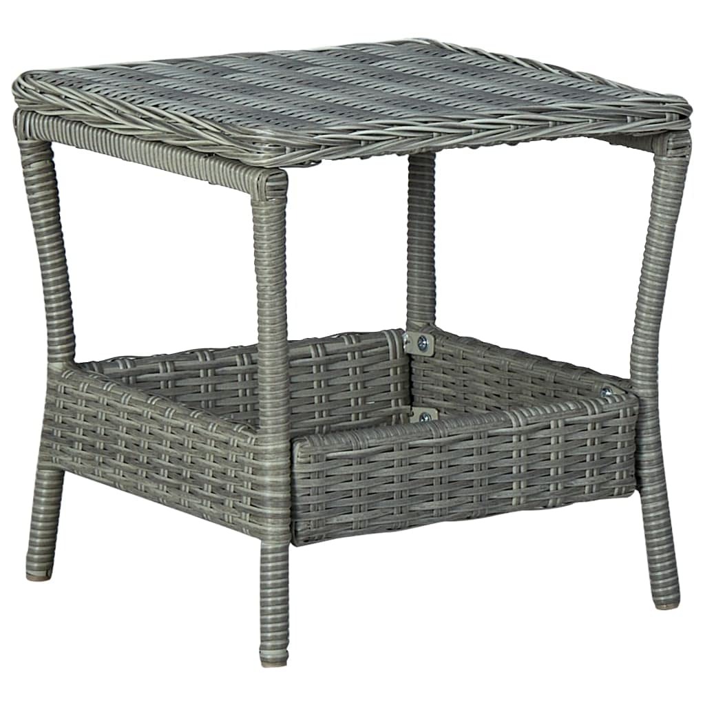 vidaXL Garden Table Light Gray 17.7''x17.7''x18.3'' Poly Rattan