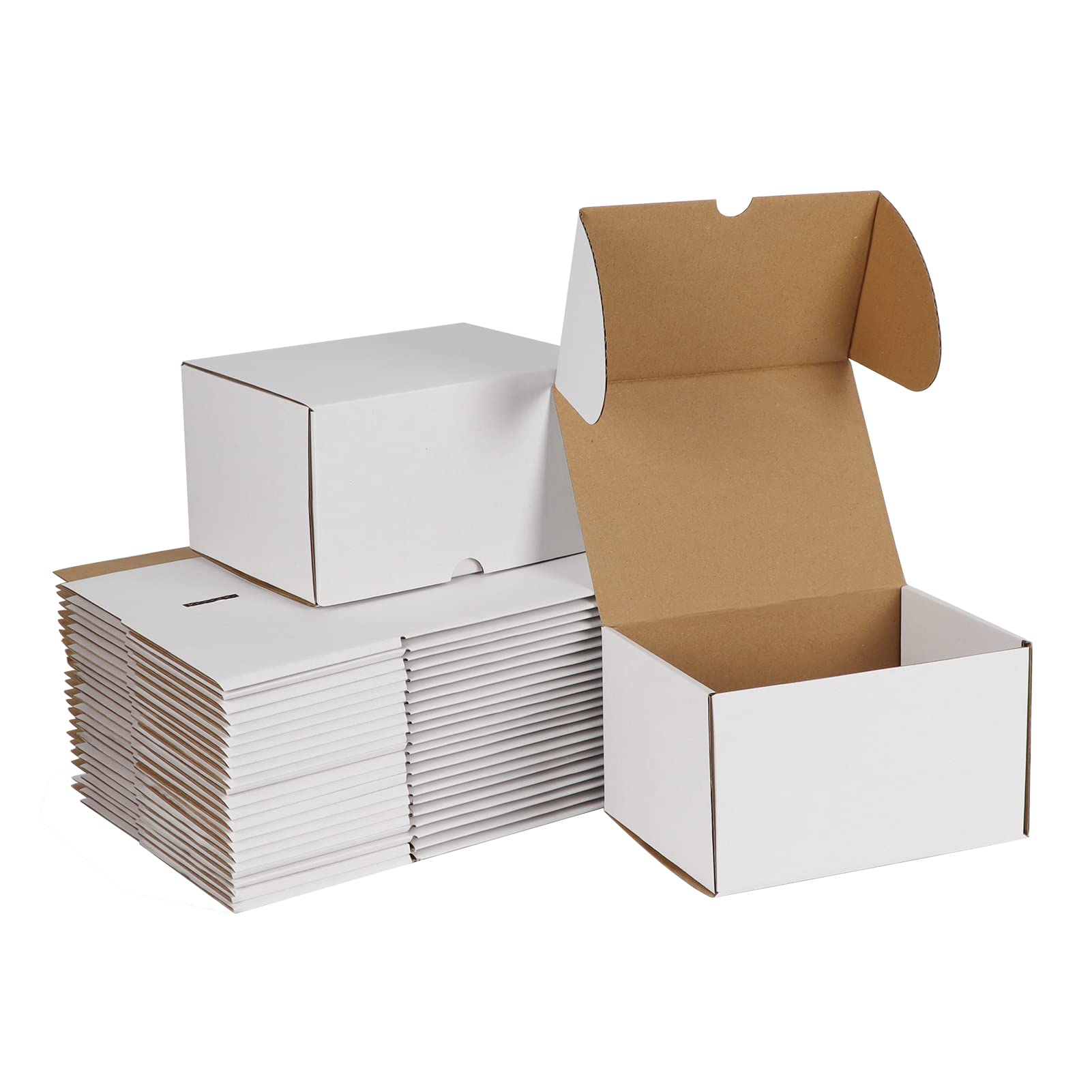 Zbeivan 7X5X4 White Shipping Boxes Set Of 50, Corrugated Cardboard Mailer Boxes For Packaging Small Business Mailing Gifts