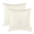BRAWARM Faux Leather Pillow Covers 16 X 16 Inches, Ivory White Leather Pillow Covers Pack of 2, Crocodile Leather Decorative Thr