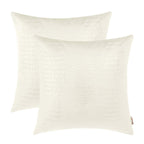 BRAWARM Faux Leather Pillow Covers 18 X 18 Inches, Ivory White Leather Pillow Covers Pack of 2, Crocodile Leather Decorative Thr