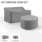 Crosley Furniture Patio Furniture Covers, Waterproof 2-Piece Cover Set for Round Outdoor Table and Loveseat, Gray