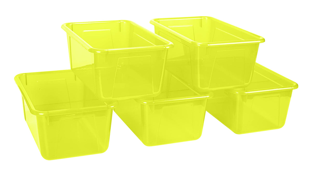 Storex Small Cubby Bin, 12.2 x 7.8 x 5.1 Inches, Candy Yellow, 5-Pack (62476U05C)