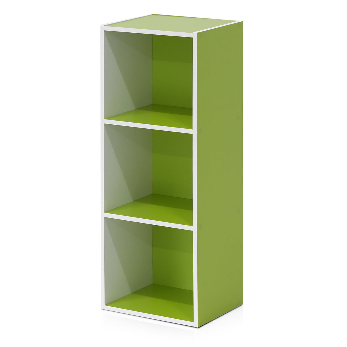 Furinno Pasir 3-Tier Open Shelf Bookcase, White/Green 11003Wh/Gr