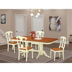 East West Furniture NAKE5-WHI-W 5 Piece Kitchen Table & Chairs Set Includes a Rectangle Dining Room Table with Butterfly Leaf and 4 Dining Chairs, 40x78 Inch, Buttermilk & Cherry