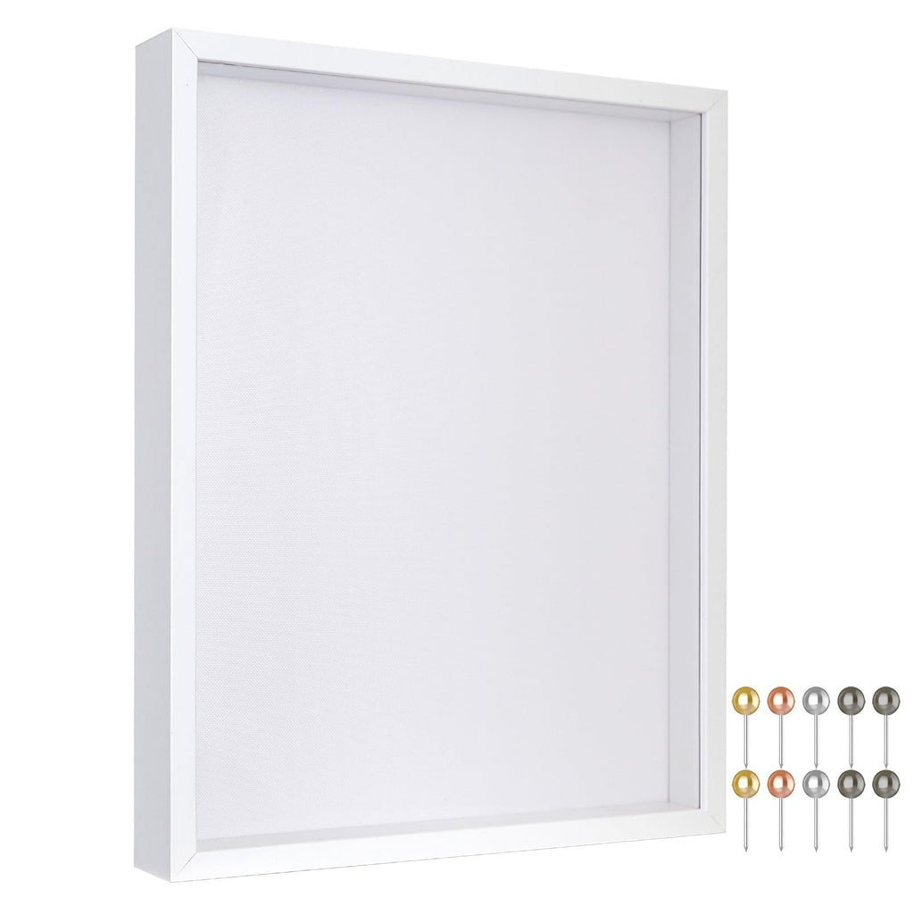 Califortree 12x16 Large Shadow Box Frame with Soft Linen Back - Metal Push Pins Included, Memory Shadow Box Display Case for Bou