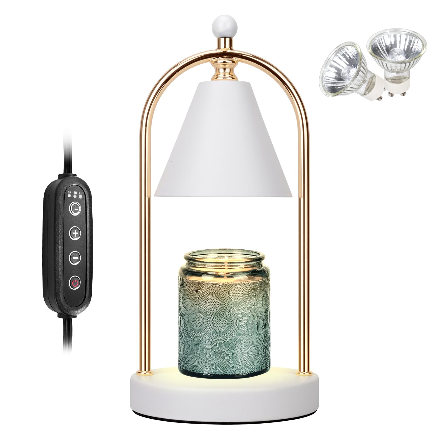 Soilsiu Candle Warmer Lamp with Timer, Electric White Candle Warmer Light for Bedroom, Dimmable Wax Melts Warmer for Candle Jars