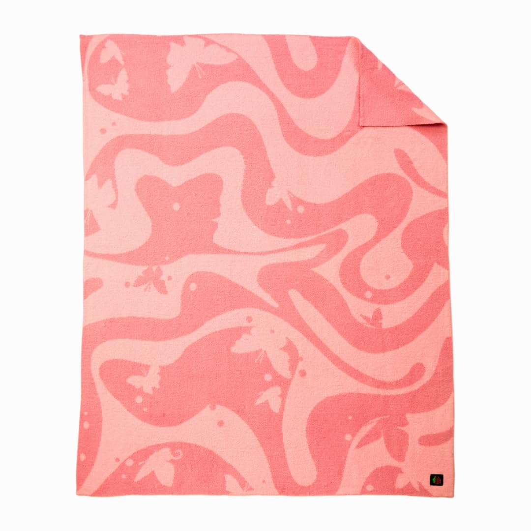 Franco Wicked Glinda Paul Tazewell Pink Bedding Soft Cozy Feather Knit Intarsia Throw Blanket, 50 In X 60 In, (Officially Licens
