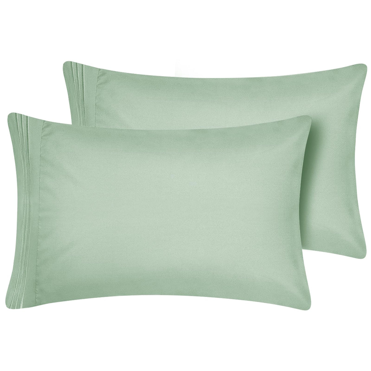 Cozylux King Pillowcase Set Of 2 Luxury 1800 Series Double Brushed Microfiber Bed Pillow Cases Embroidered 2 Pack 20X40, Sage Green Pillow Covers With Envelope Closure, Soft And Comfortable