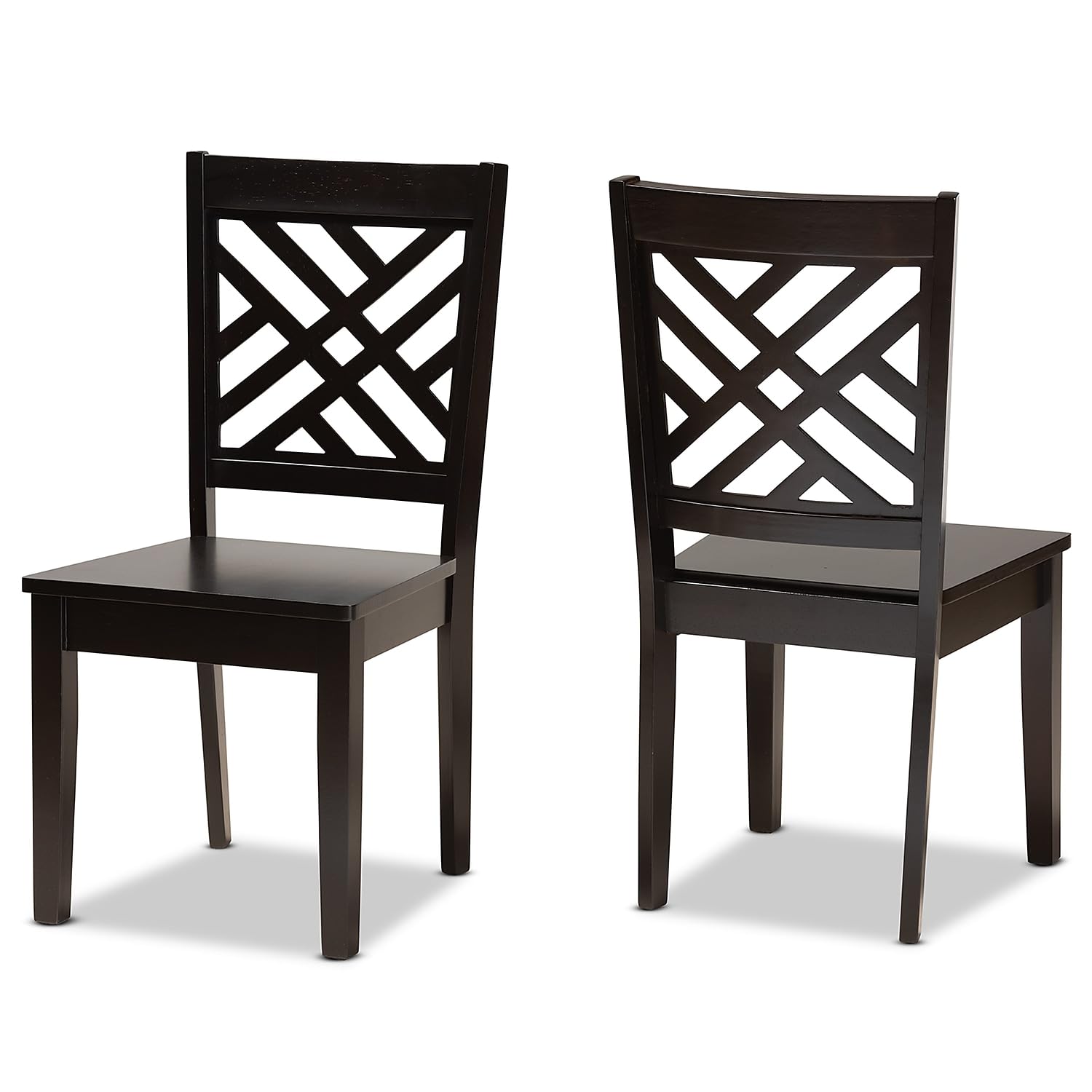 Baxton Studio Caron Modern Wood Dining Chair, Dark Brown, 2/Set (180-2PC-11430HT)