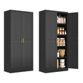 Pantry Cabinet, 71 Inch Tall Kitchen Storage Cabinet, Metal Pantry Cabinet With Doors And Adjustable Shelves, Black Food Cupboar