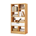 IOTXY Wooden Open Shelf Bookcase - 51 Height Freestanding Display Storage Cabinet Organizer with 7 Cubes and a Drawer, Floor Sta