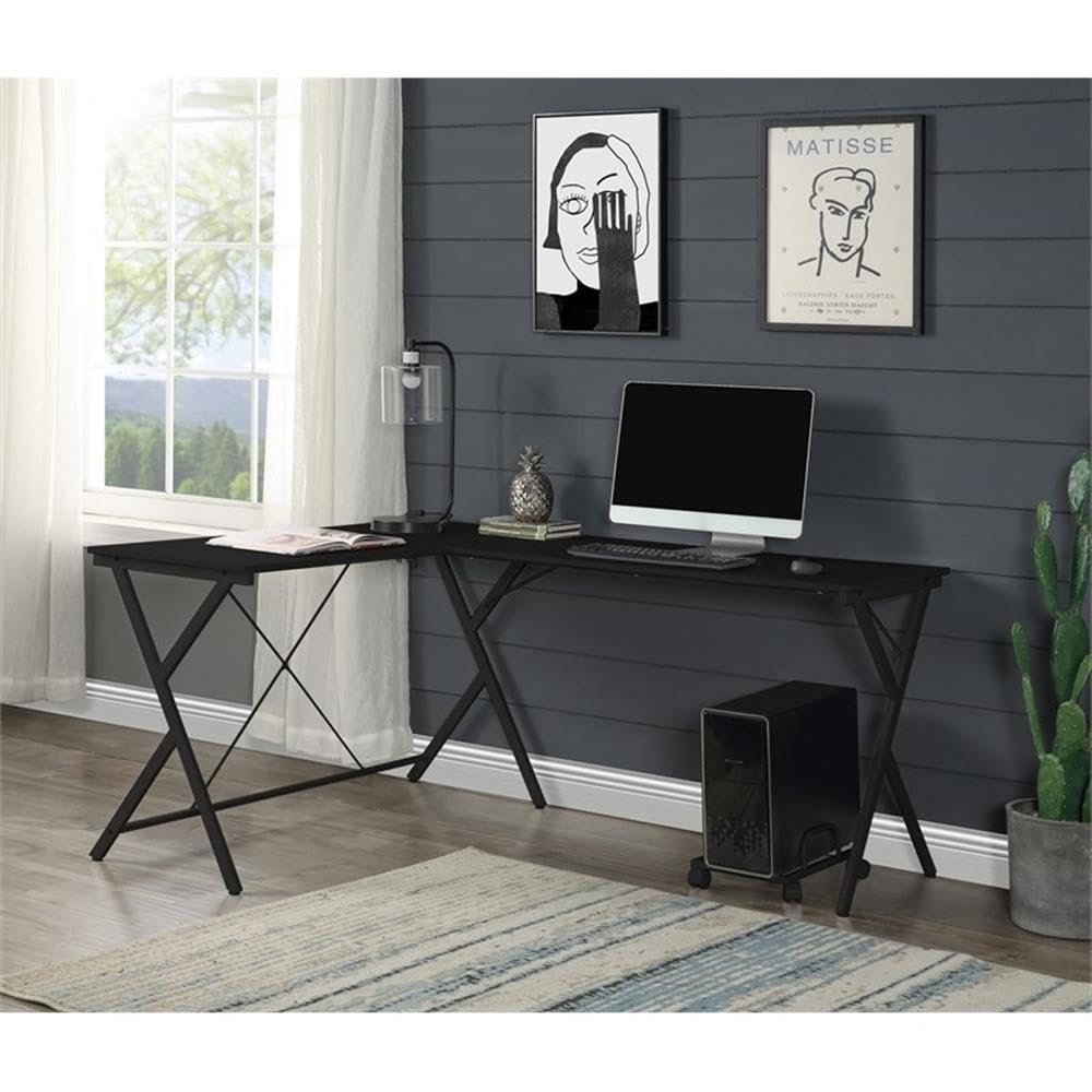 Acme Demas Wooden Top Computer Desk with Computer Holder in White and Black