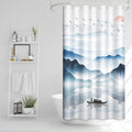 Ruelvth Stall Shower Curtain, Ink Painting Mountain Small Shower Curtain Set Abstract Sunrise Aesthetic Nature Scenery Waterproo