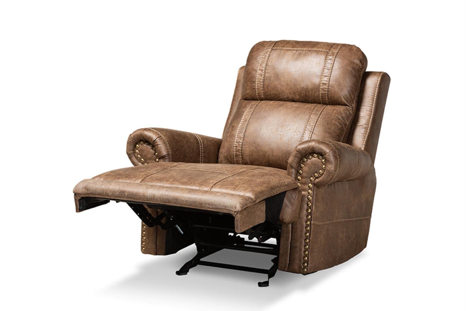 Baxton Studio Buckley Modern and Contemporary Light Brown Faux Leather Upholstered Recliner