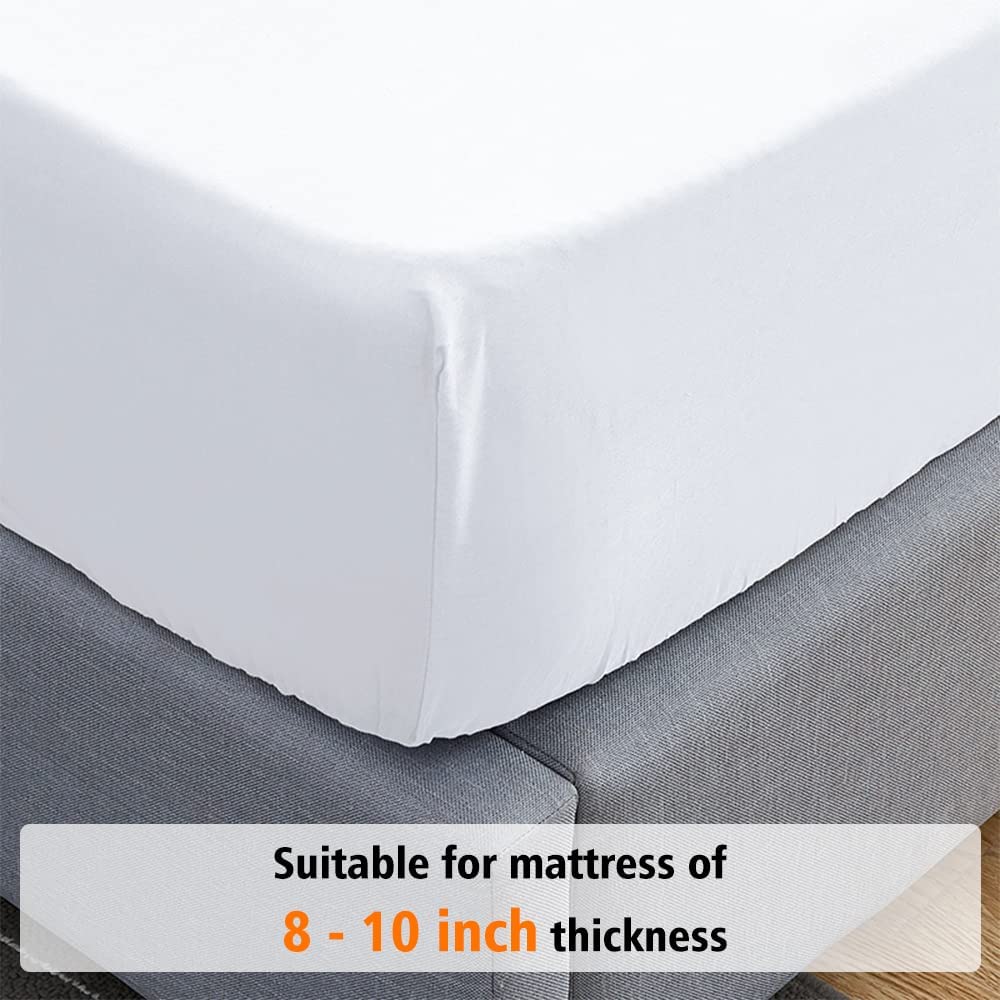 Lirex Fitted Sheet, Twin Xl Size 100% Egyptian Cotton 300 Thread Count Soft Breathable Fitted Sheet, 100X190Cm, White