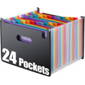Trimagic Accordian File Folder Organizer, Alphabetical Expanding Filing Folders, A-Z Expandable Accordion File Box With 24 Pocke