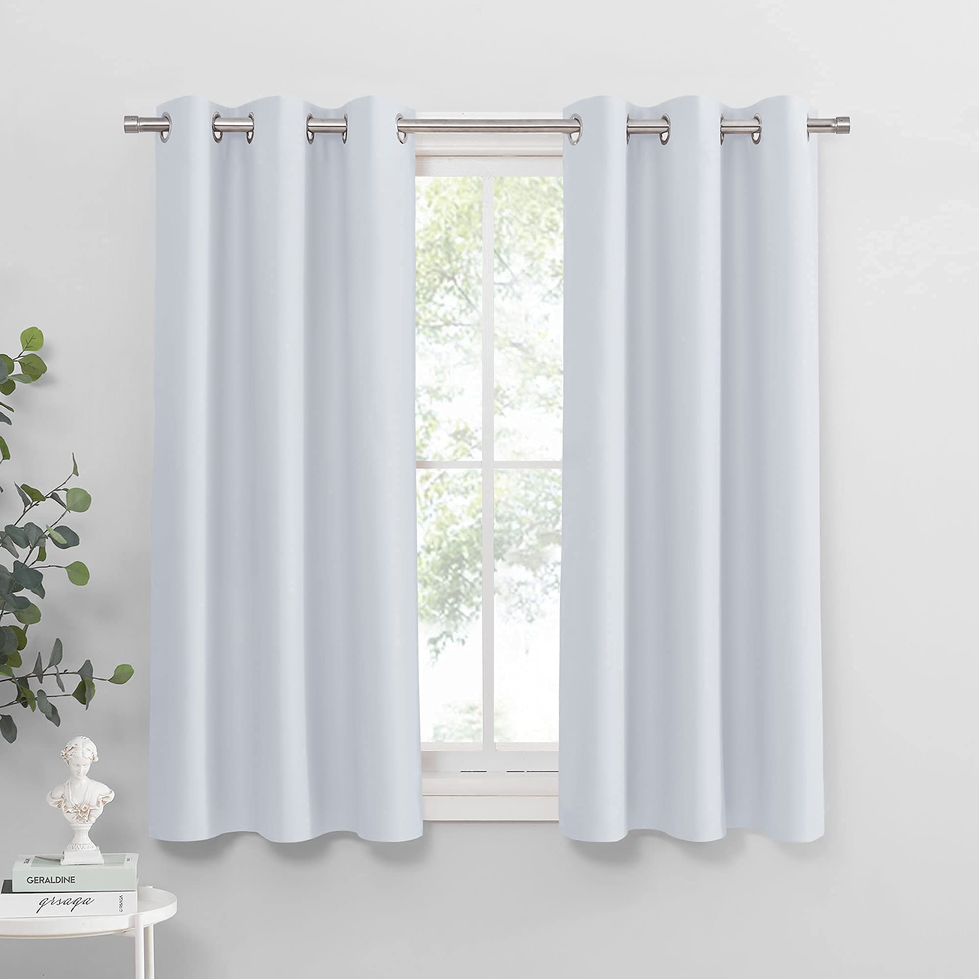 PONY DANCE White Window Curtains - Home Decor Panels Elegant Chrome Heavy-Duty Decorative Light Blocking Draperie for Kitchen & 