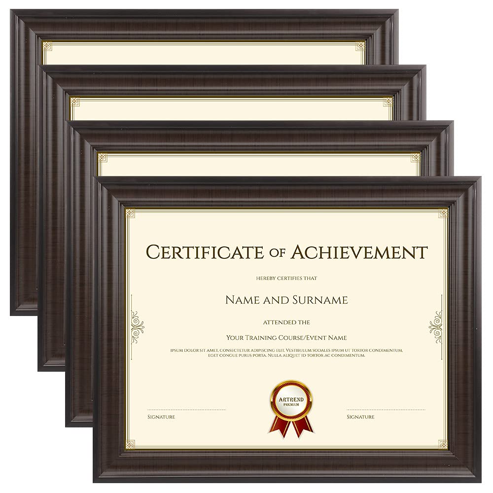 Memory Island Document Diploma Picture Frames 8.5x11,Brown Wood Grain,4 Pack