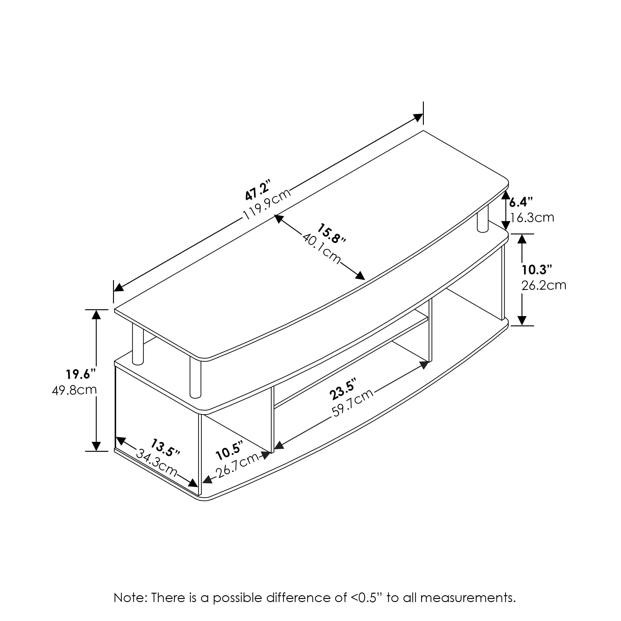 Furinno Jaya Large Entertainment Center Hold up to 55-in TV, Inches, Blackwood