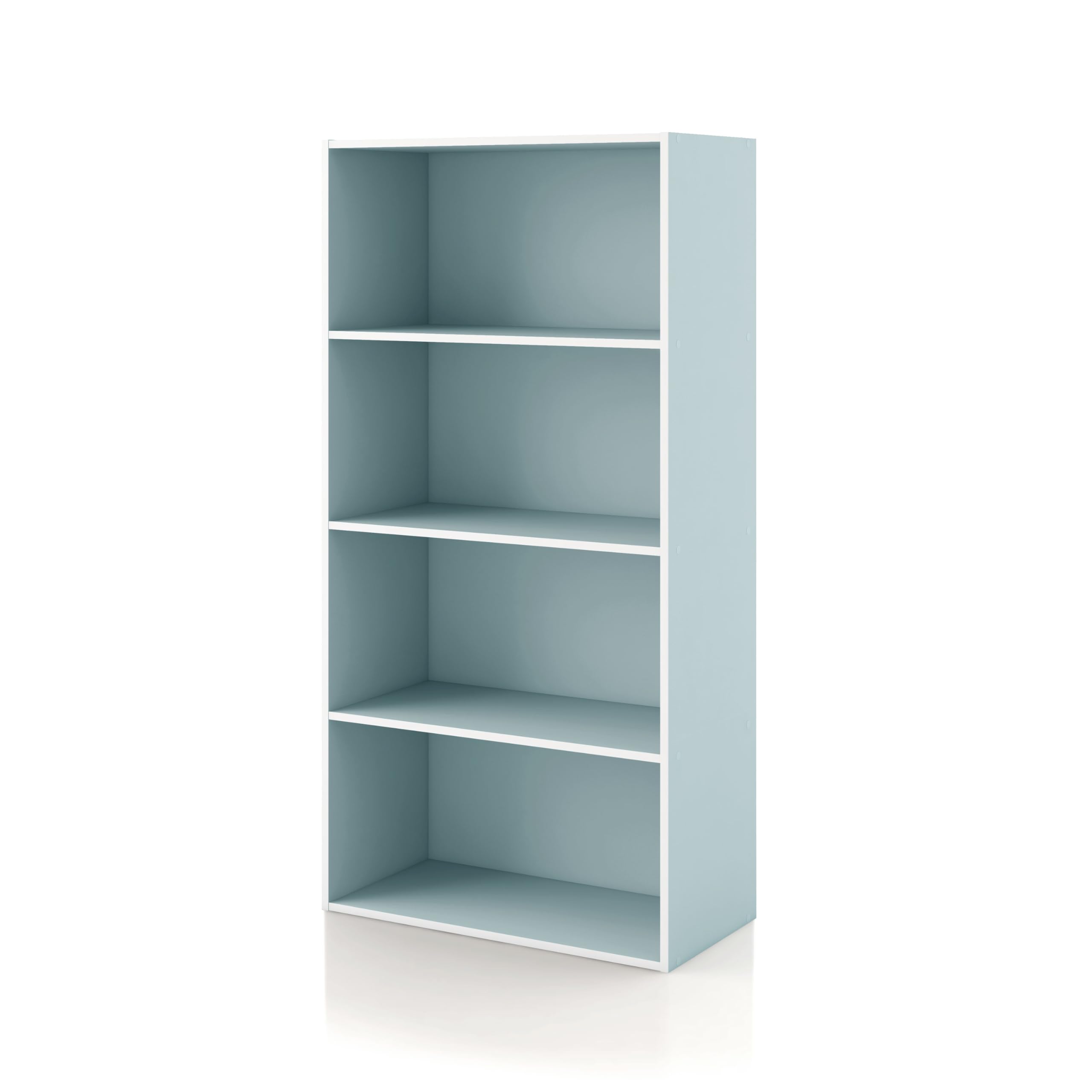 Homes: Inside + Out Apexa 4-Tier Cube Storage Organizer Shelves, Stackable Wood Bookcase Fits Cubby Bins For Organization, Dorm Teen Room Decor & Home Office, Light Blue