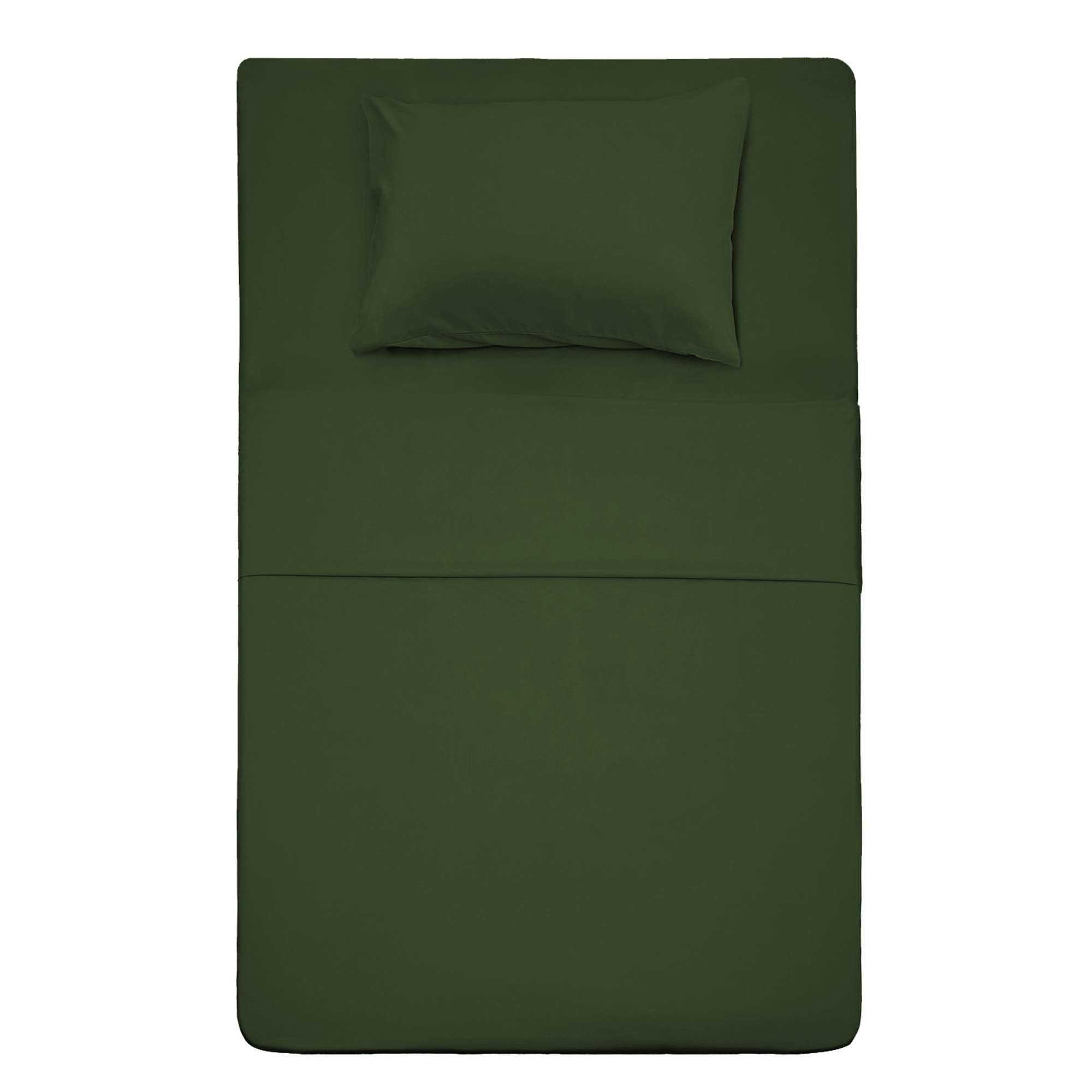 Best Season 3 Piece Bed Sheet Set (Twin Size Olive Green) 1 Flat Sheet,1 Fitted Sheet And 1 Pillow Cases,100% Brushed Microfiber