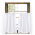 Valea Home Burlap Tier Curtains for Kitchen Rustic Tan Rod Pocket Curtains for Short Window 36 inch Linen Cafe Curtains, White, 