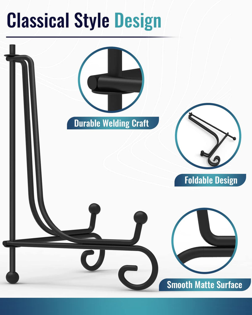 Iron Display Stand 10 Packs, 8 Inches Plate Stand Picture Stand Photo Stand For Display, Black Foldable Easel Stand Holder For P