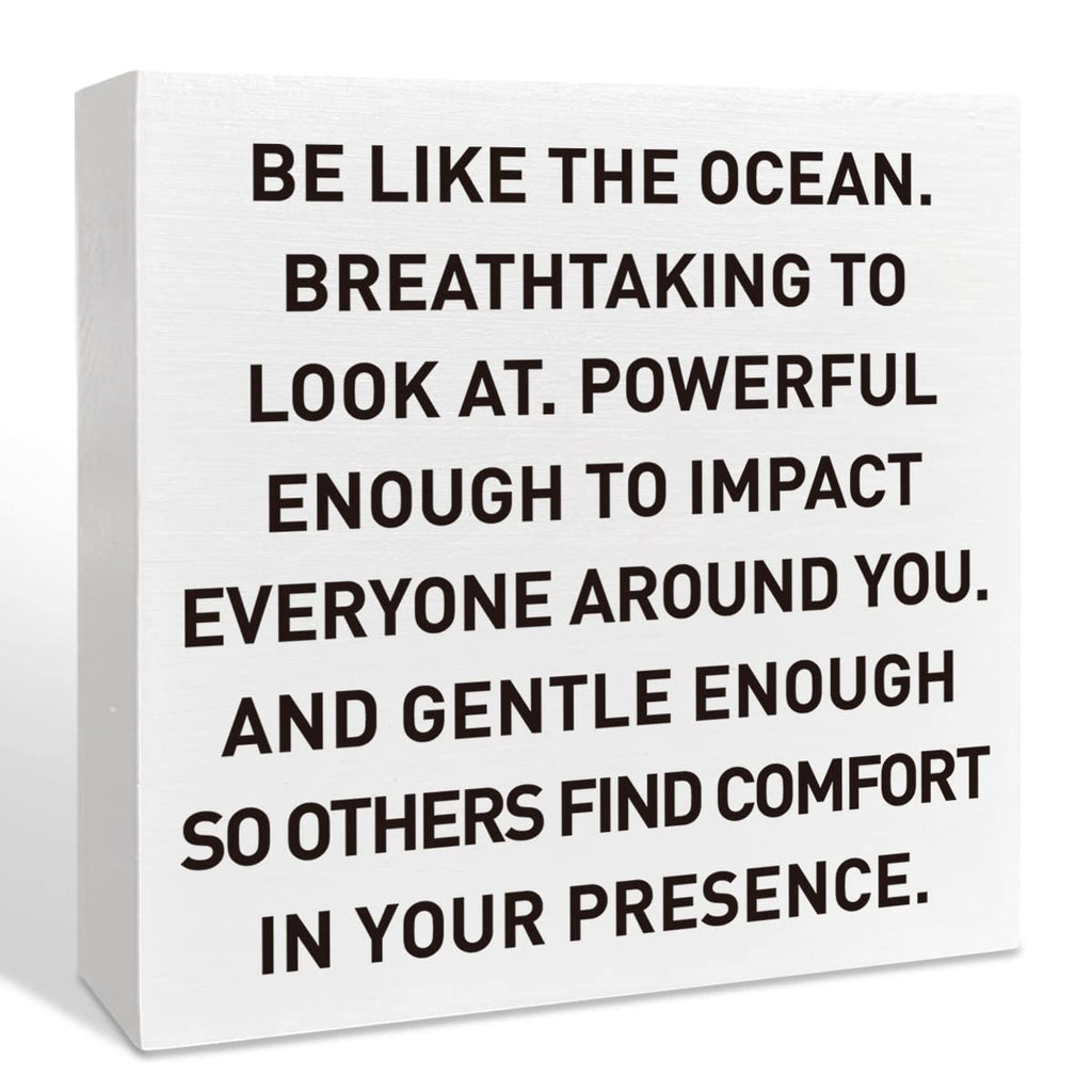 Farmhouse Beach Wooden Box Sign, Be Like The Ocean, Summer Beach Decor for Home Bedroom Bathroom, Inspirational Beach House Ocea