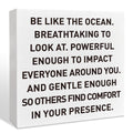 Farmhouse Beach Wooden Box Sign, Be Like The Ocean, Summer Beach Decor for Home Bedroom Bathroom, Inspirational Beach House Ocea