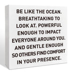 Farmhouse Beach Wooden Box Sign, Be Like The Ocean, Summer Beach Decor for Home Bedroom Bathroom, Inspirational Beach House Ocea