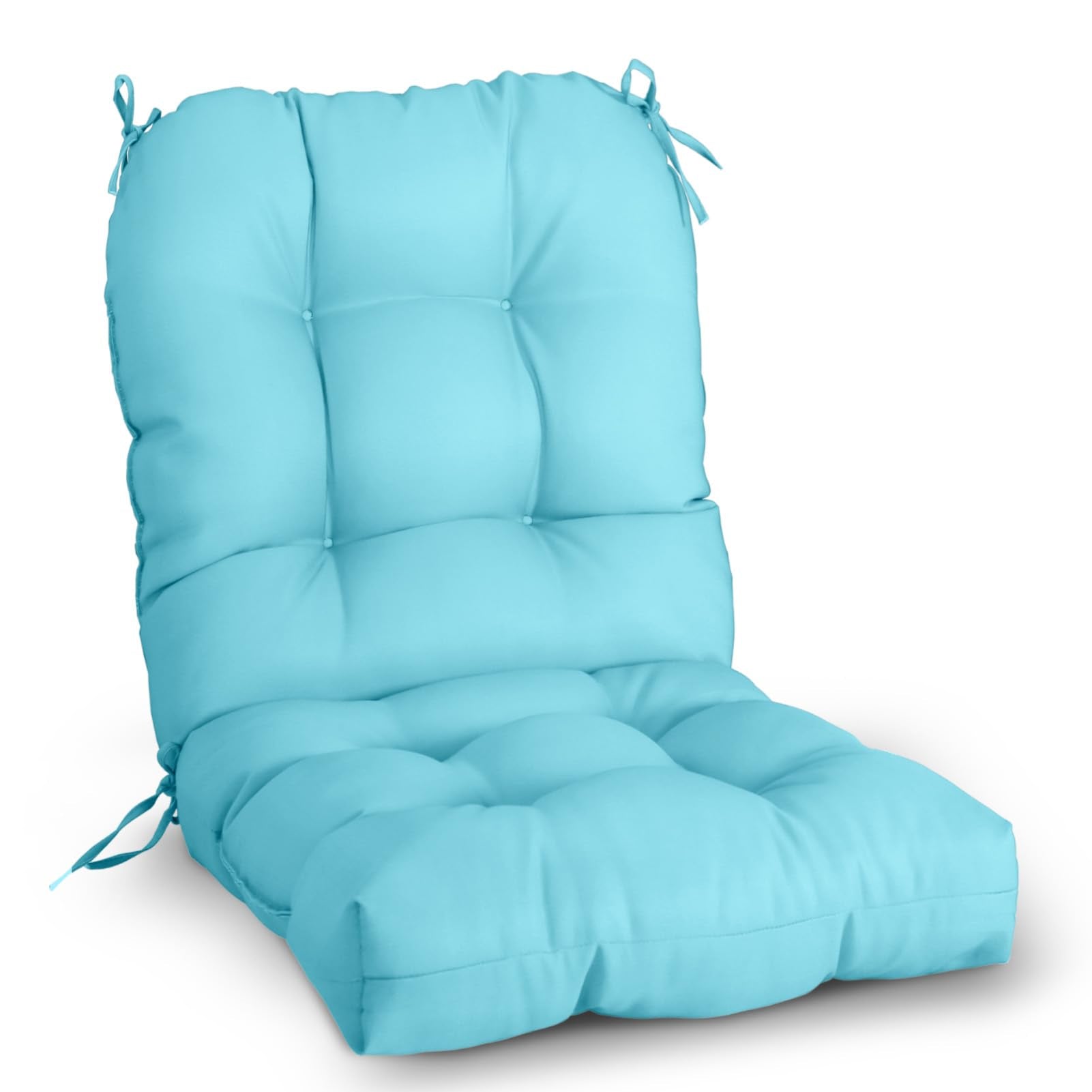 Eagle Peak Tufted Outdoor/Indoor Seat/Back Chair Cushions, Set Of 1, 42' X 21', Light Blue